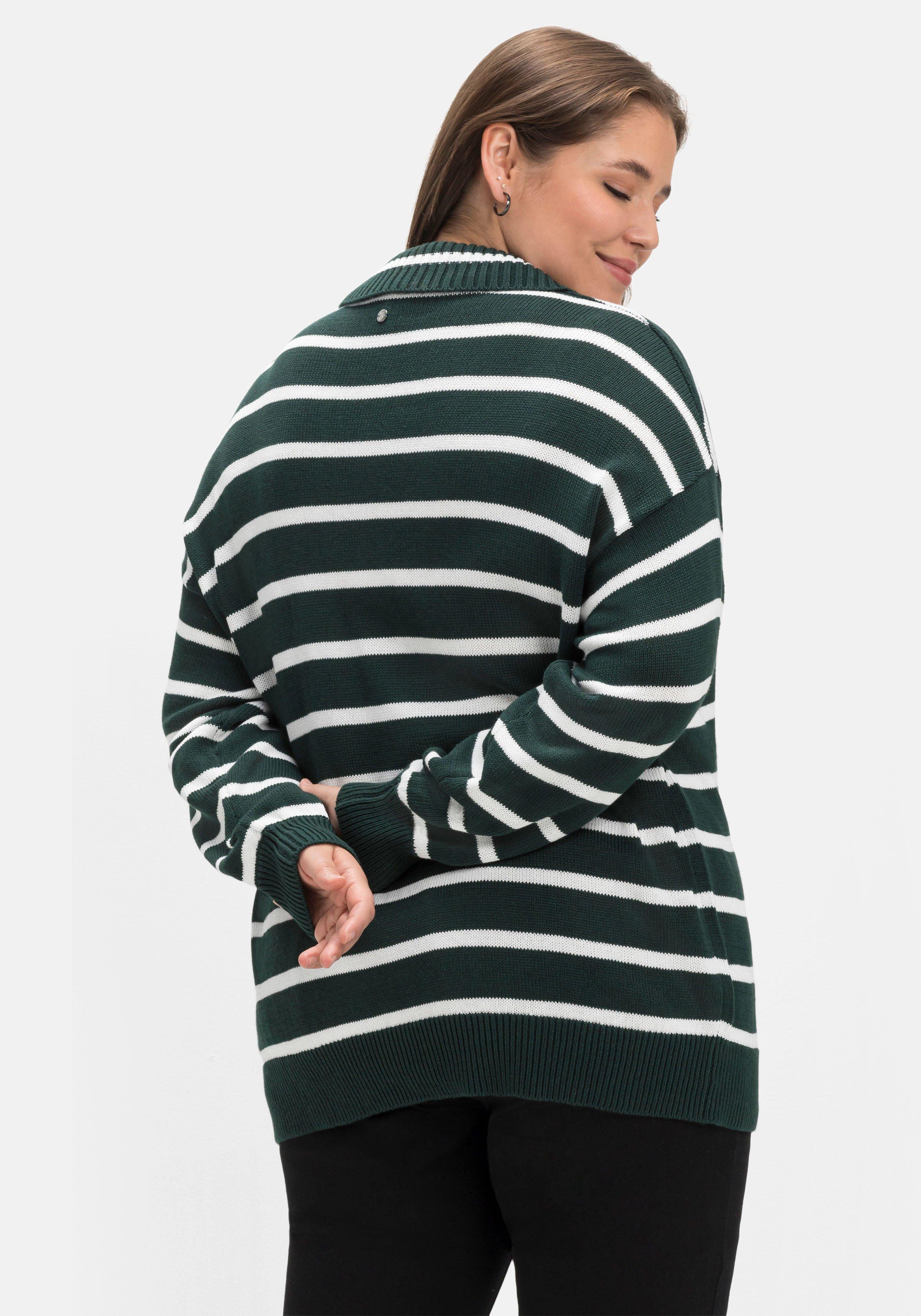 Pullover mit Streifen und Polokragen