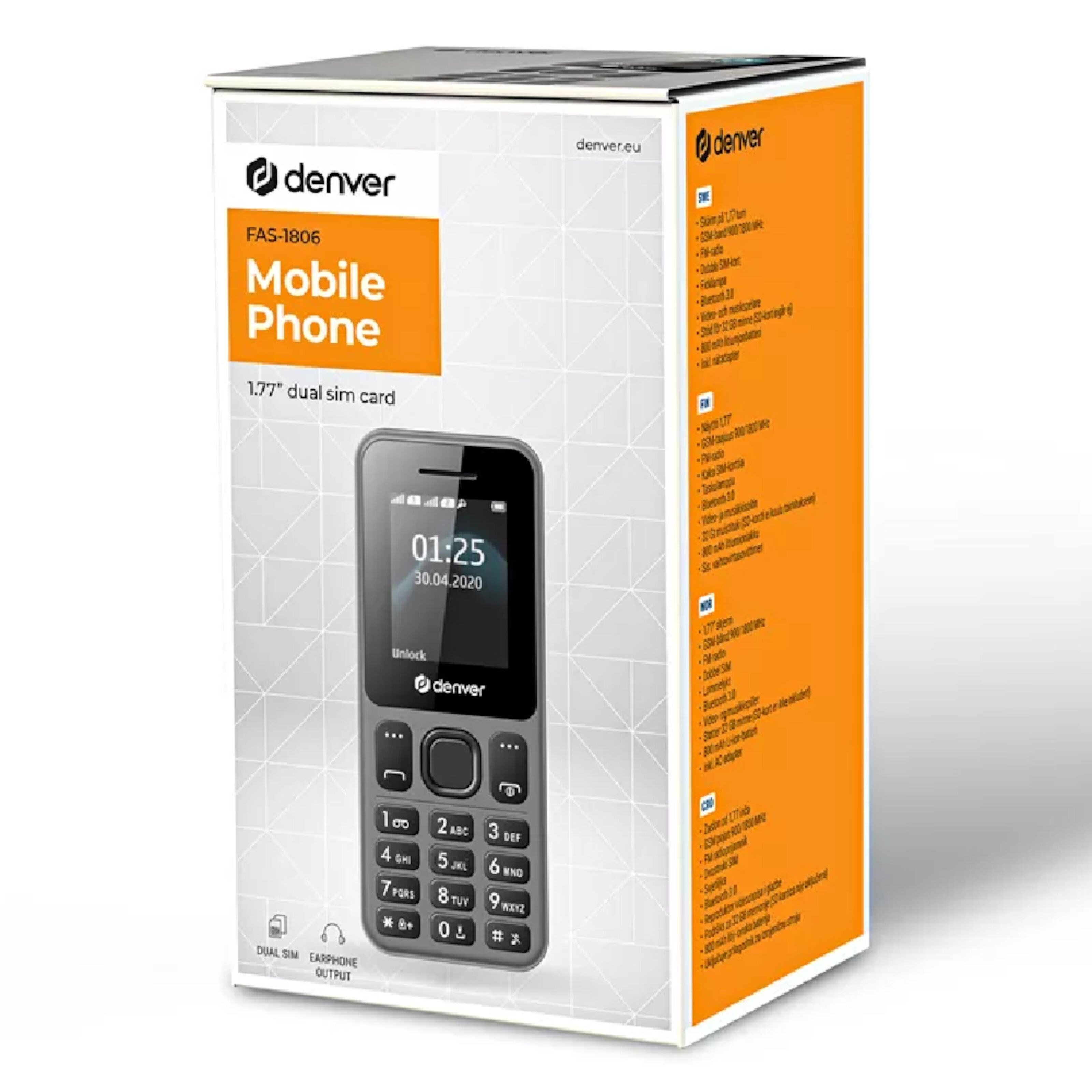 Denver FAS-1860L Dual-SIM 4G-mobil med Bluetooth