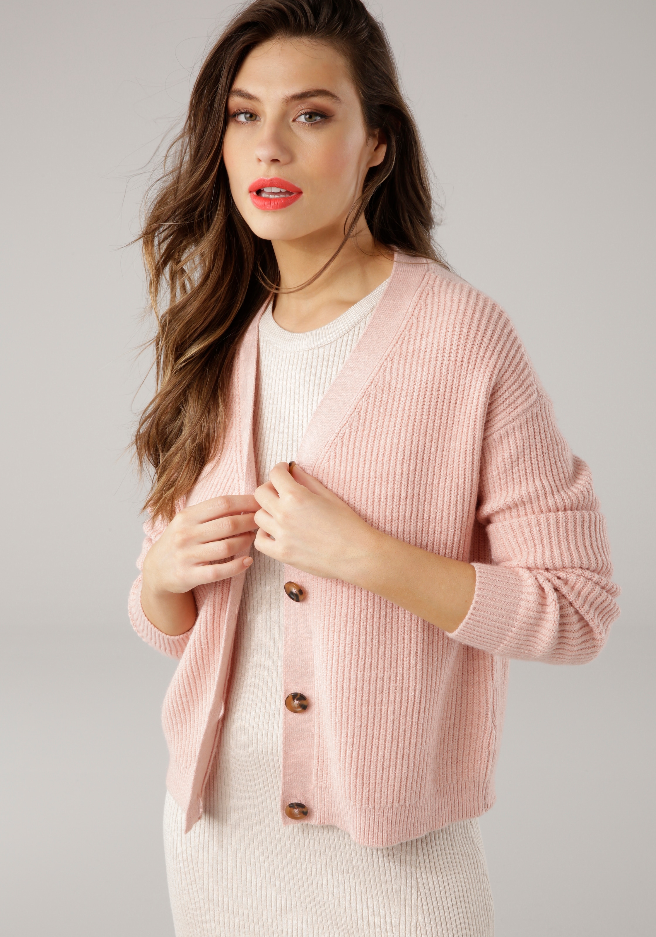 Laura Scott Strickjacke , Grobstrick - in modischer Kurzform