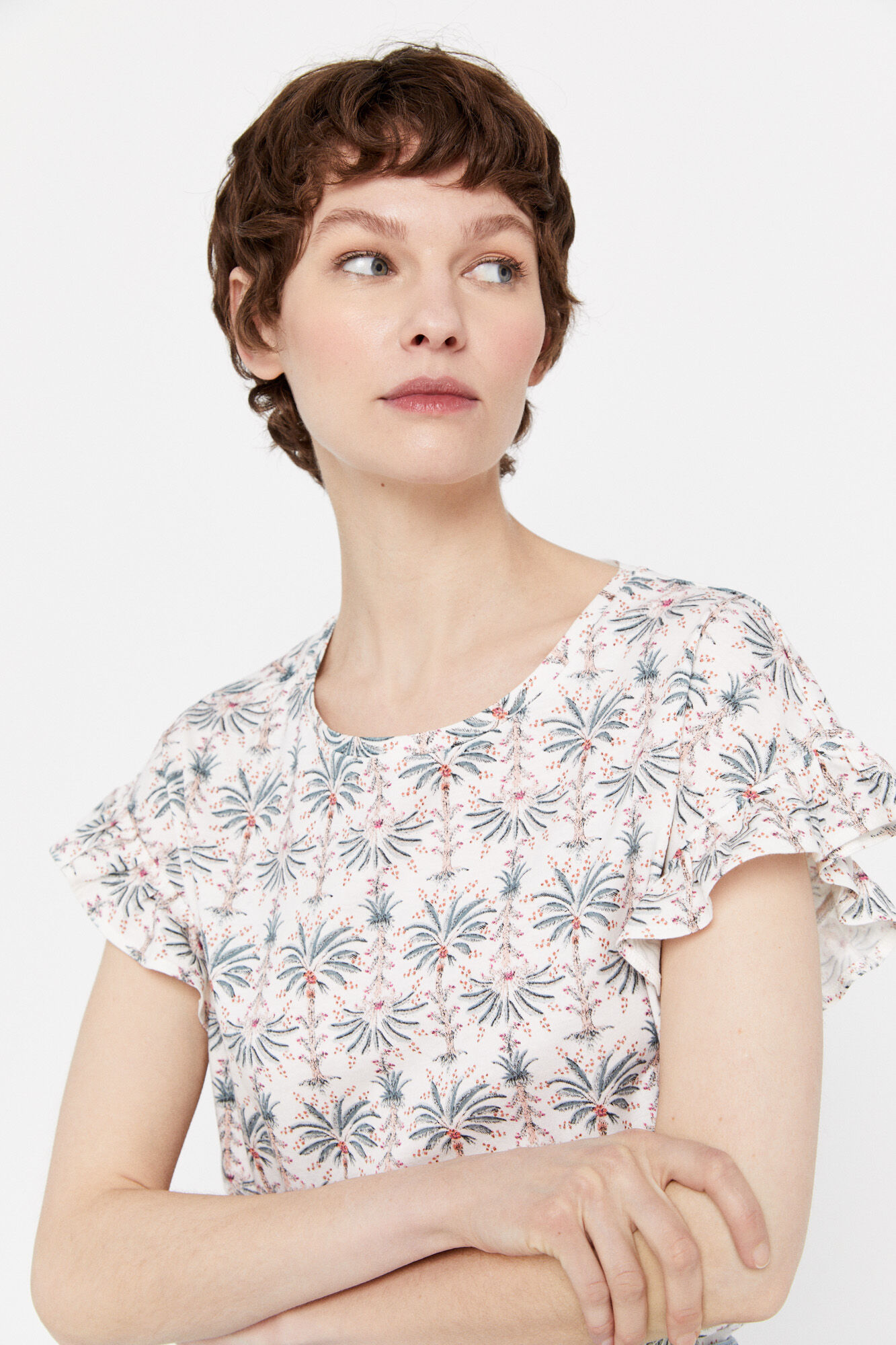 Camiseta com babados - Estampa branca