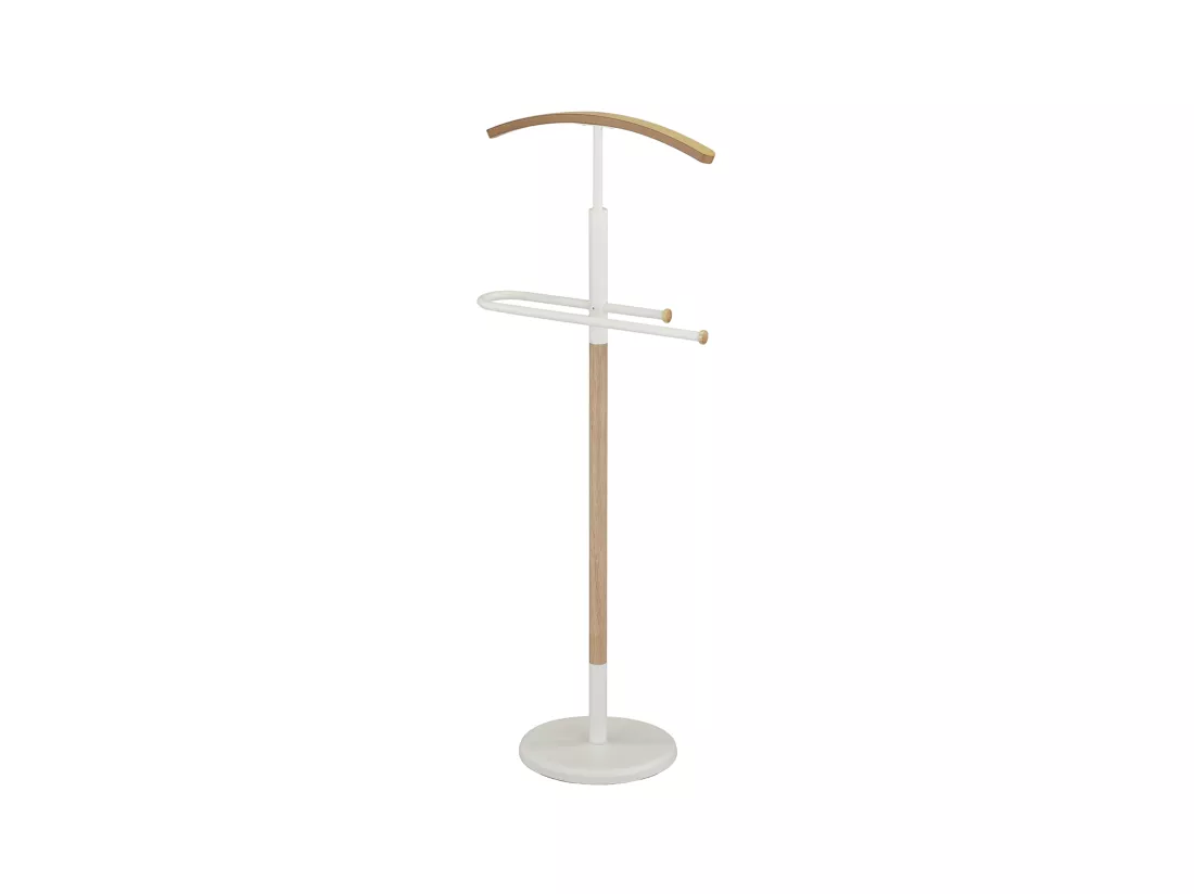 Valet de chambre - H120cm x L47cm x P28cm - métal et bois blanc/chêne - Wood