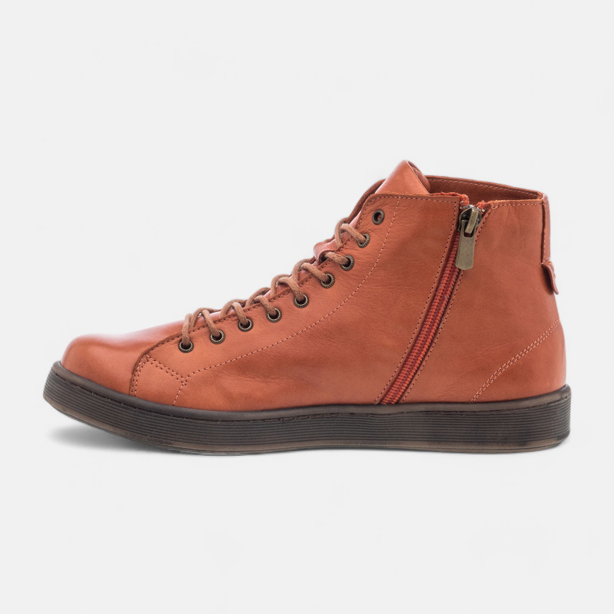 Baskets hautes Femme en cuir orange