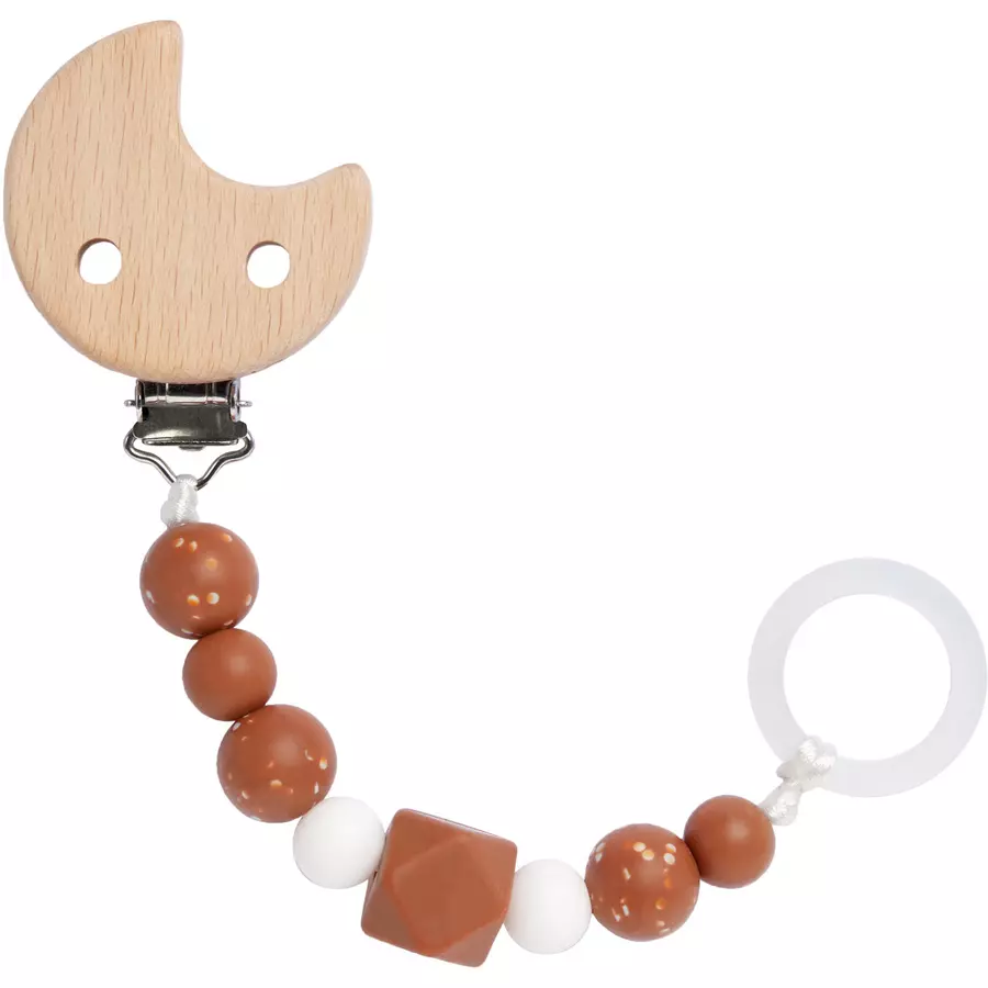 LÄSSIG Soother Holder WoodSilicone Little Universe Brown