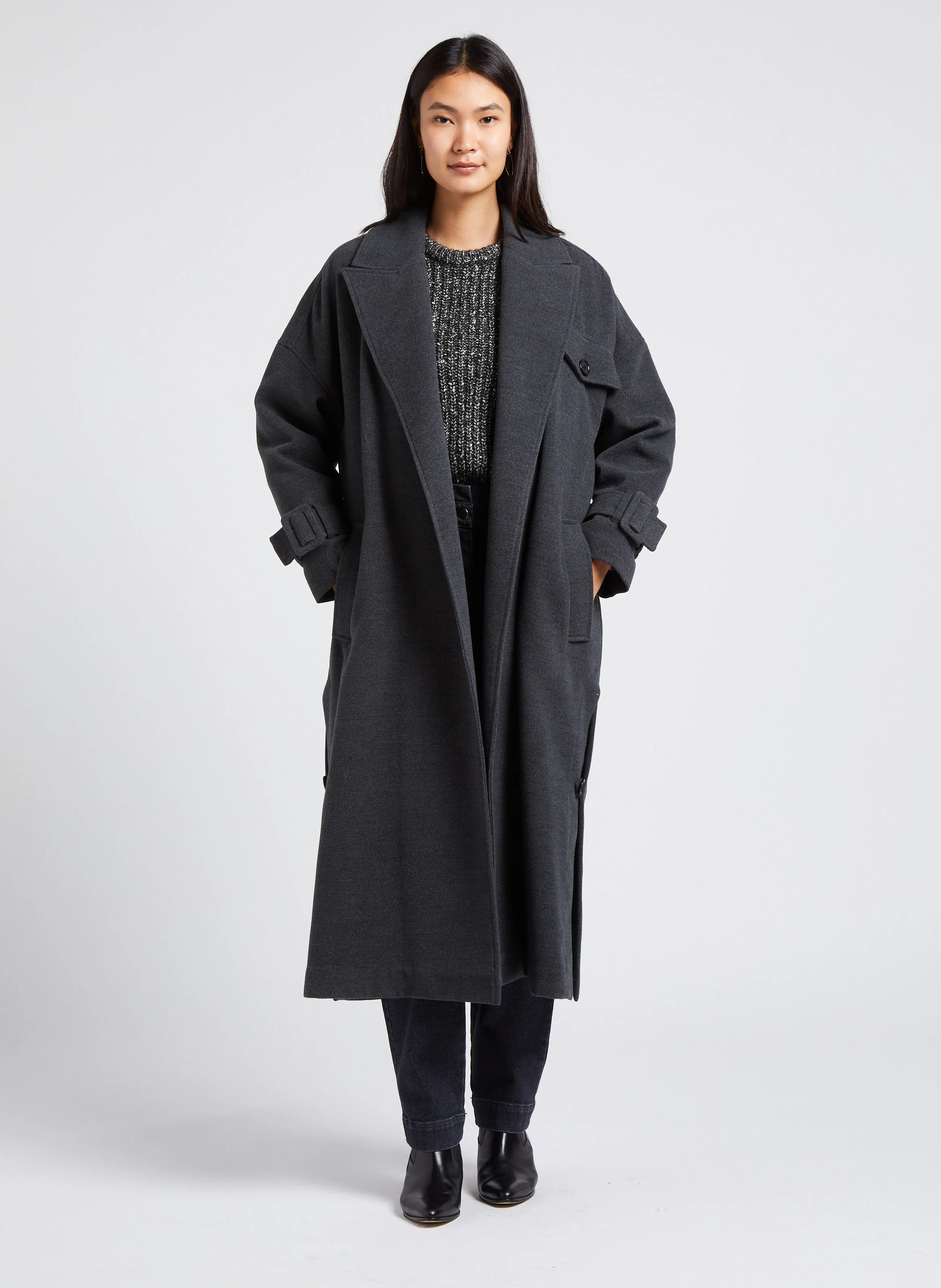 CAMERON - Manteau col tailleur| Gris