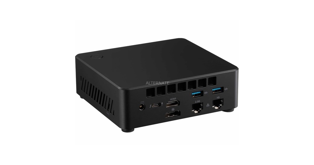 ALTERNATEWorkstation Nuc Core 5 120U pc-systeem  (Zwart | Core 5 120U | Iris Xe Graphics | 32 GB | 1 TB SSD)