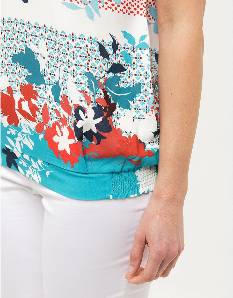 Blouse col V fleurie