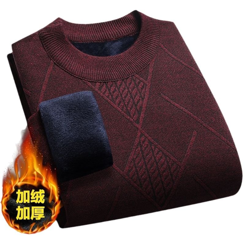 FORSETI - Trui met ronde hals en jacquard fleecevoering