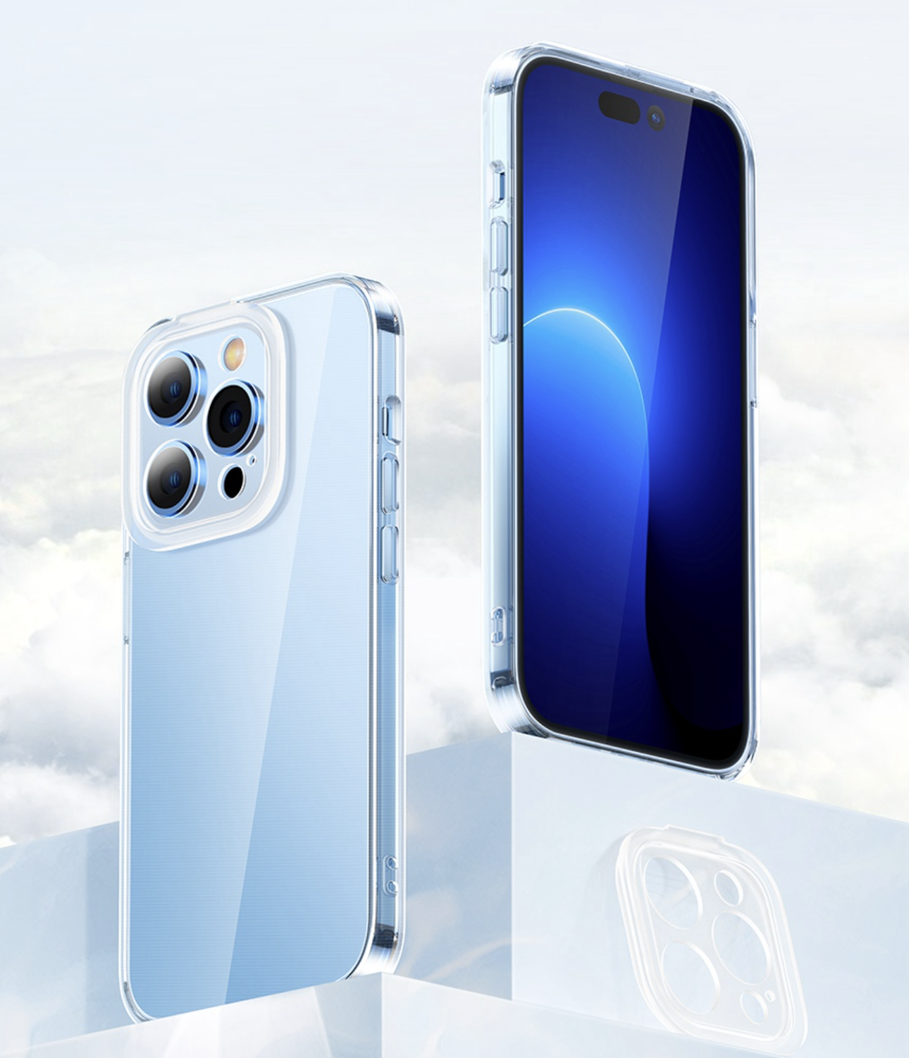 iPhone 14 Pro Hardcase Hülle TPU Bumper 4x Objektiv Kameraschutz   Display Panzerglas - Transparent