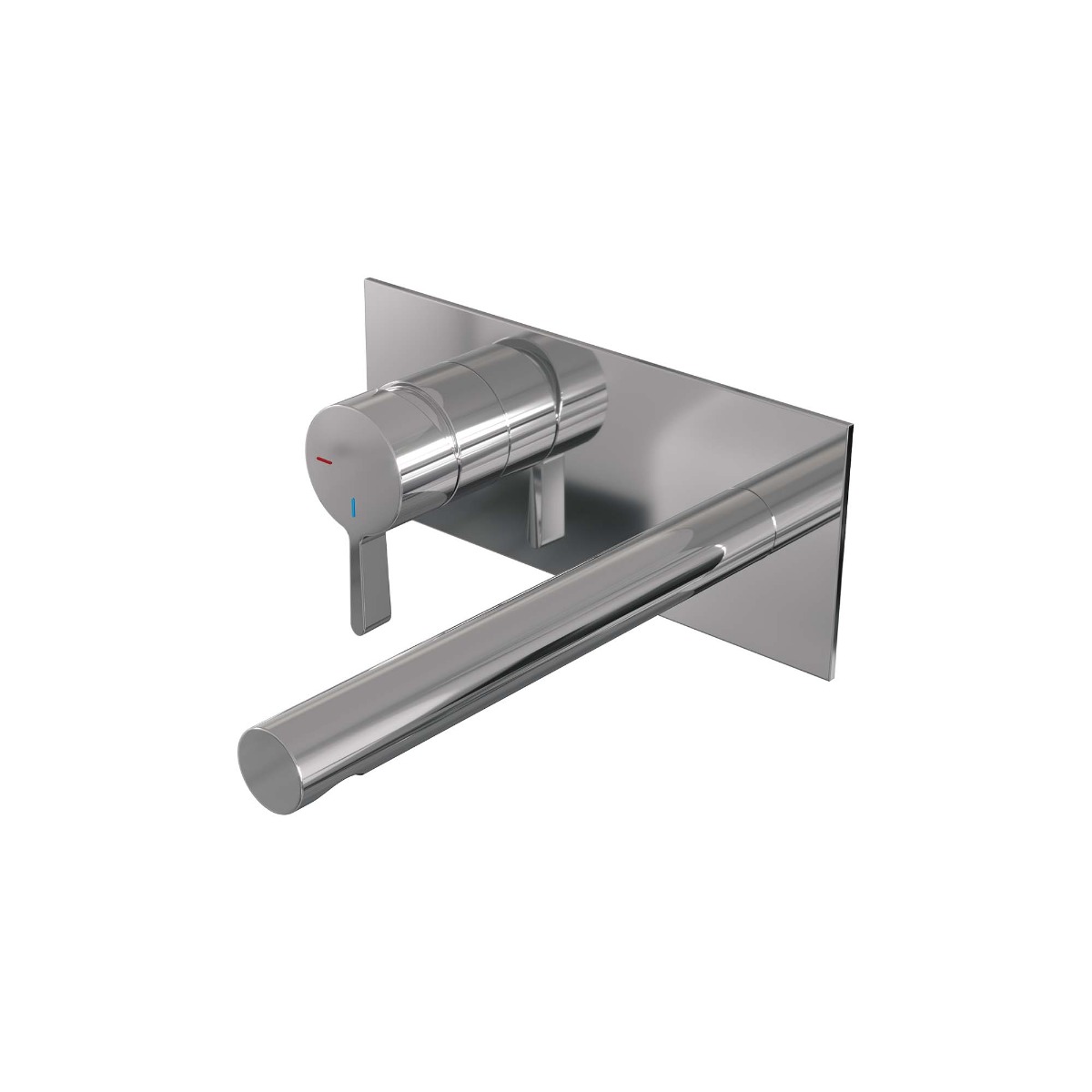 Brauer Chrome Edition ColdStart wastafelkraan inbouw rechte uitloop met achterplaat model E2 chroom