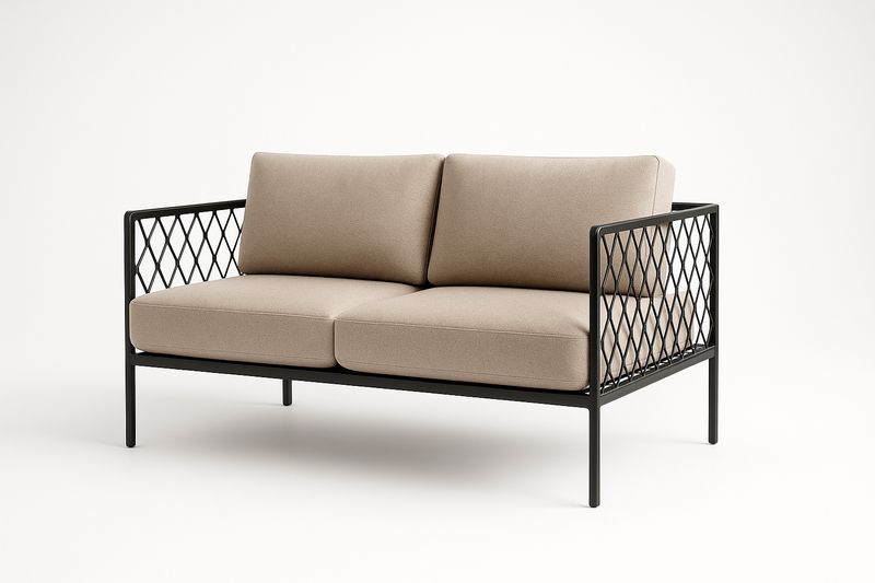 Zweisitzer Gartensofa Stahlrahmen Polyester Hellbraun Länge150cm