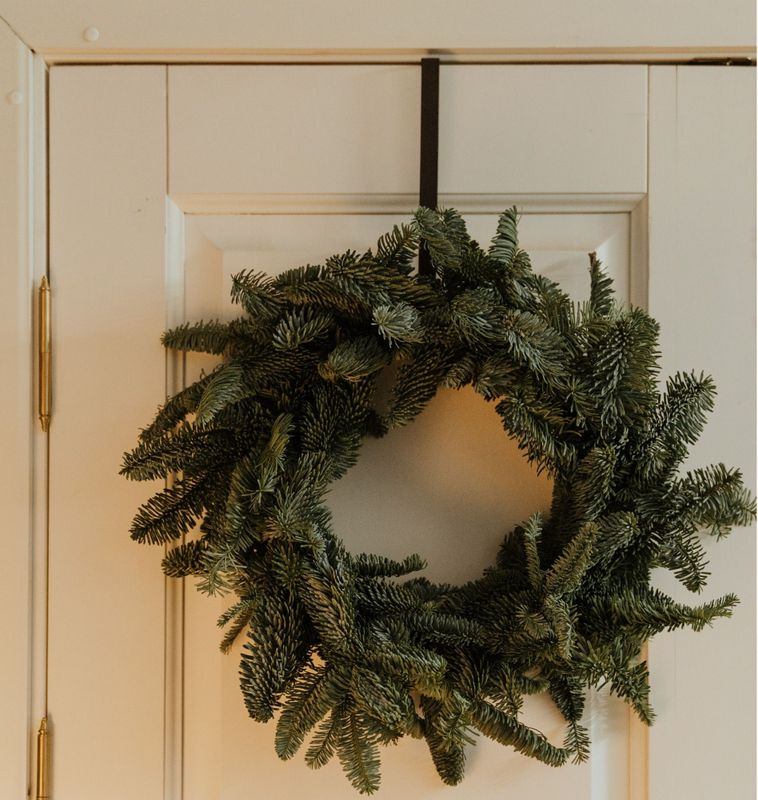 Feeric Christmas Kerstkrans haak/ophanghaak zwart - 37,5 cm - metaal - kerstkransen ophangen