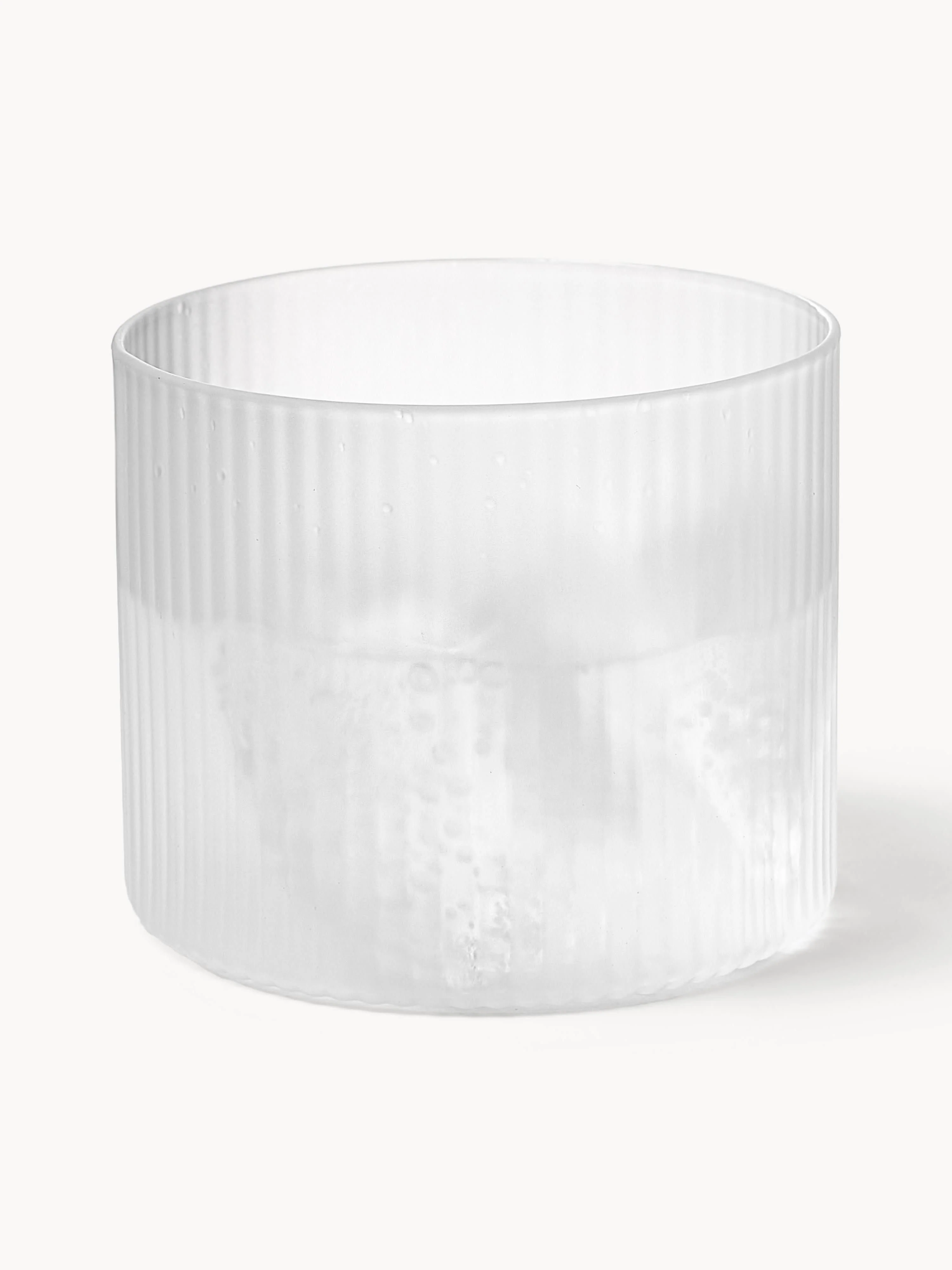 Mondgeblazen waterglazen Ripple met groefreliëf, 4-delig