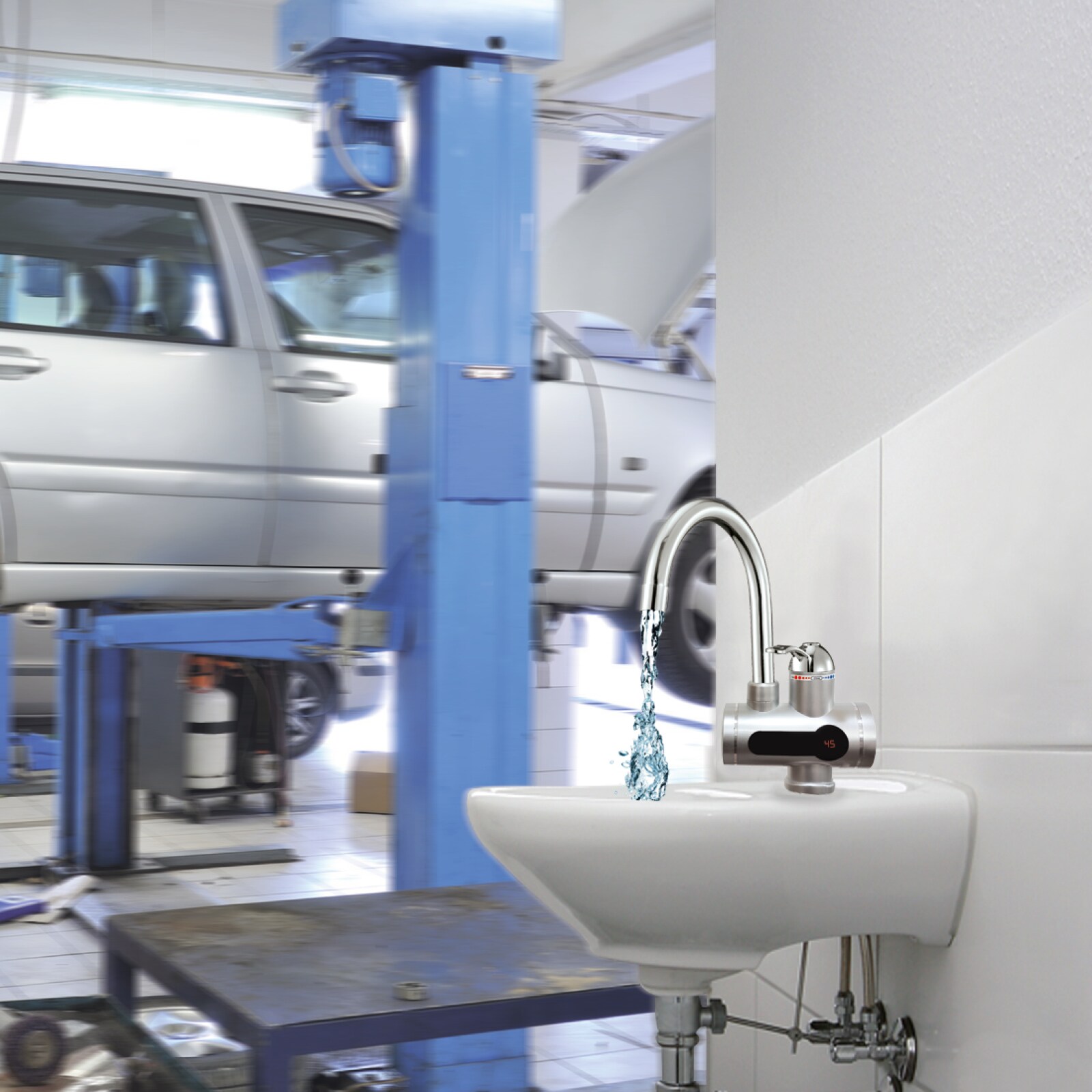 Mauk digitaler Wasserhahn mit integriertem Durchlauferhitzer und Temperaturanzeige