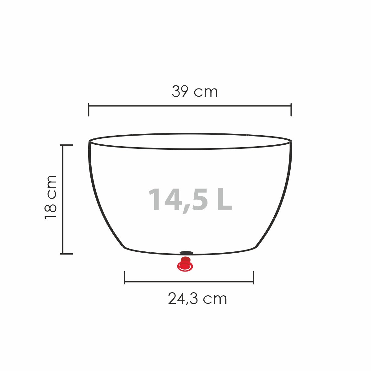 Scheurich Barceo Bowl 40, plantenschaal/bloempot/plantentray, rond, gemaakt van kunststof, kleur: Stony Grey, 39 cm diameter, 18 cm hoog, inhoud 14,5 l.