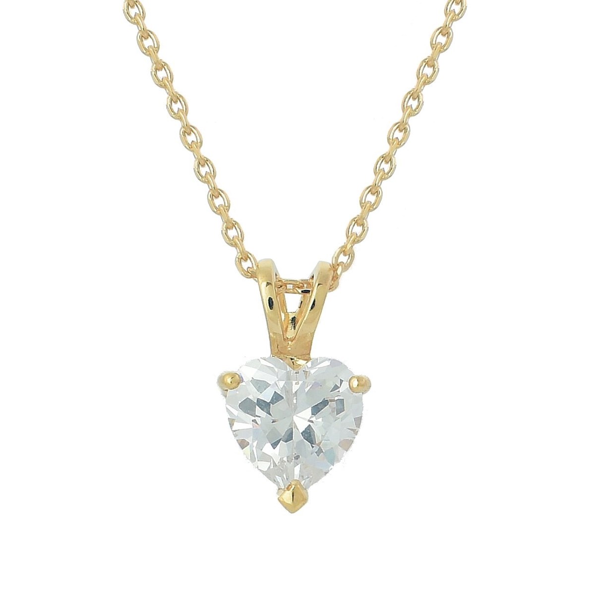 Collier coeur d'oxyde de zirconium Plaqué OR 750 3 microns