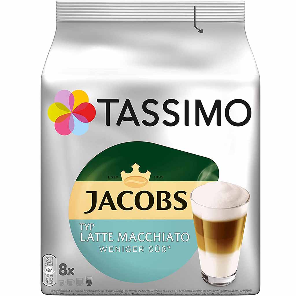 Tassimo Jacobs Latte Macchiato weniger Süß 8 Kapseln MHD:13.8.25