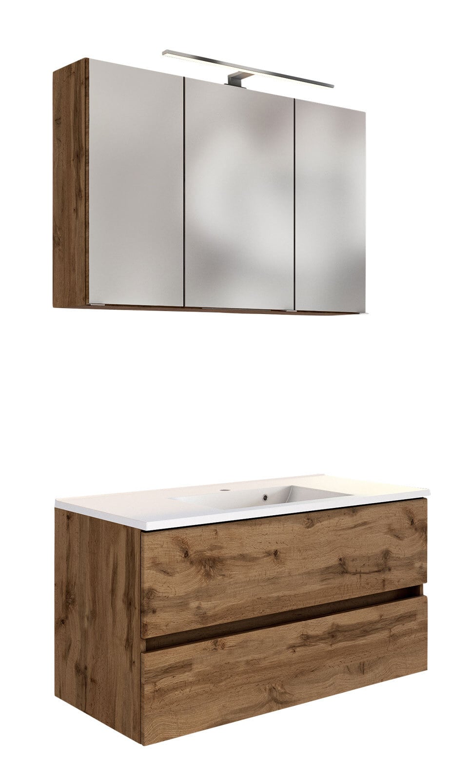 Badmöbelset Baabe 100 x 200 cm weiß matt mit LED-Beleuchtung