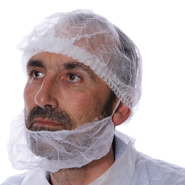 Cache barbe clip non-tissé blanc, lot de 100