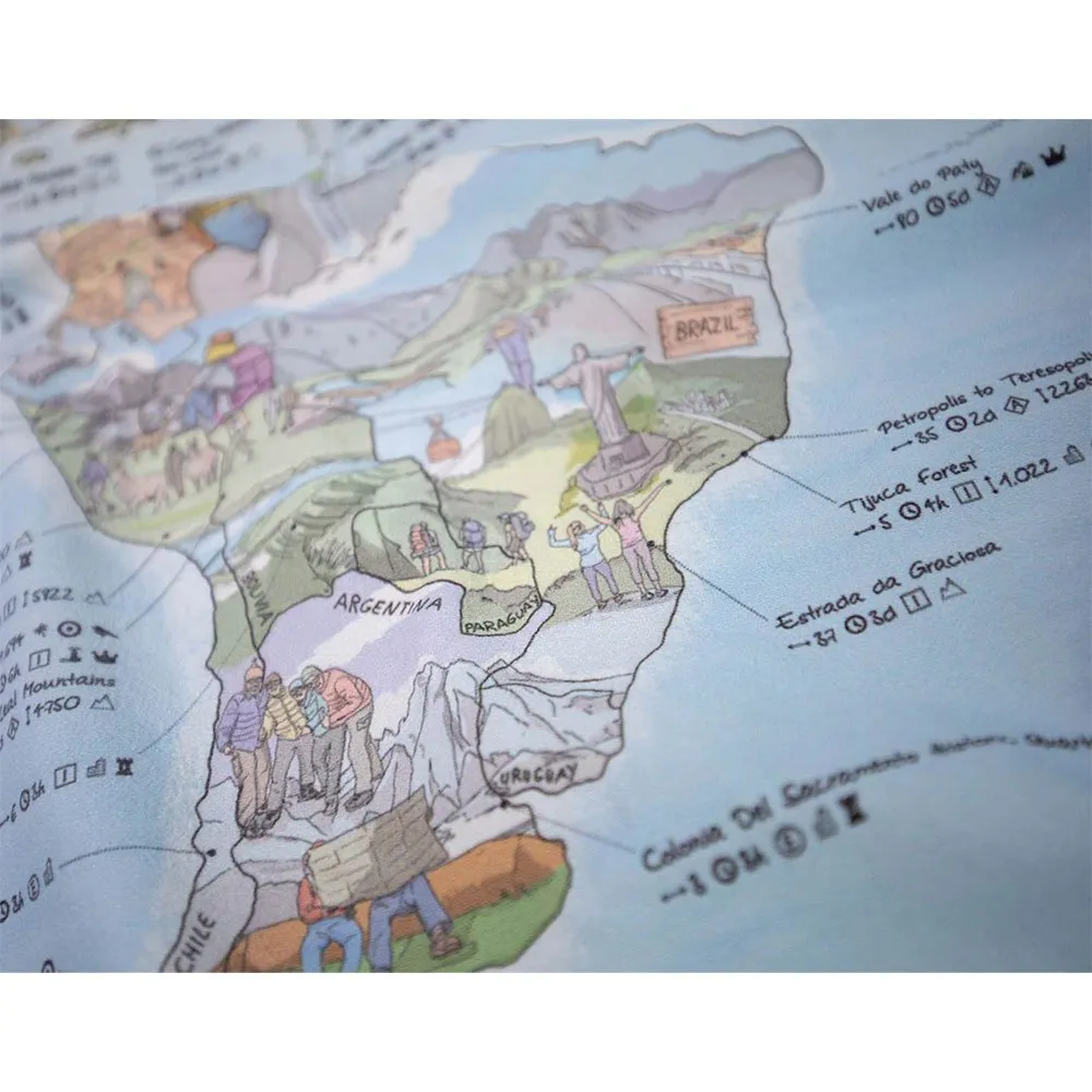 Awesome maps Wanderkarte Die besten Wanderwege der Welt handtuch