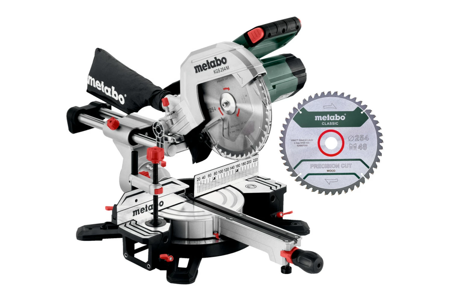 Metabo KGS 254 M Afkortzaag - 1800W - 254 x 30mm - Quick hendel - met extra zaagblad