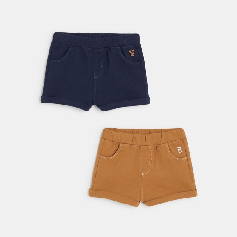 Short molleton (lot de 2) bleu bébé fille Bleu