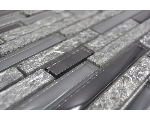 Glasmozaïek met natuursteen XCM MV798 grijs/zwart 29,8x33,8 cm
