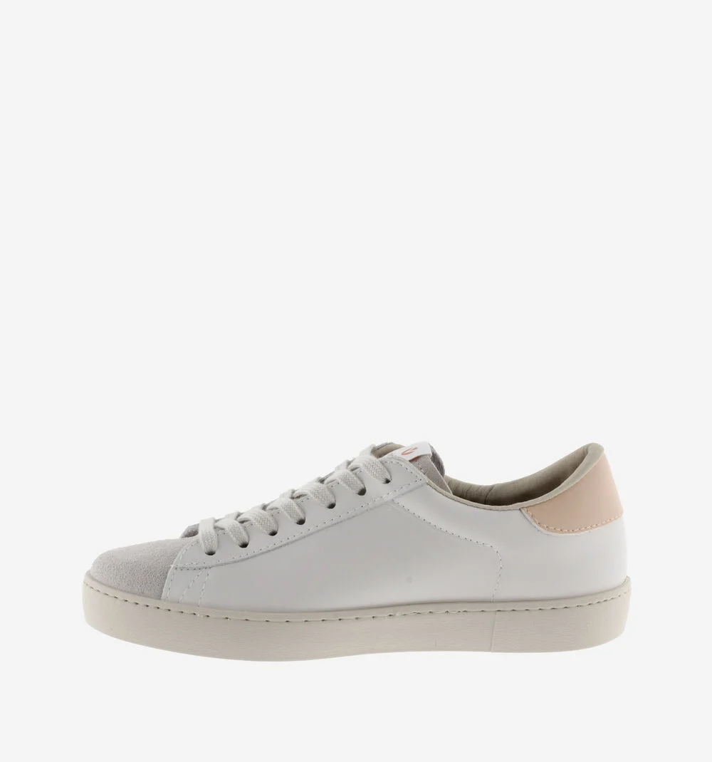 BERLÍN CUIR & CUIR FENDU Baskets blanches unisexes en cuir POMELO