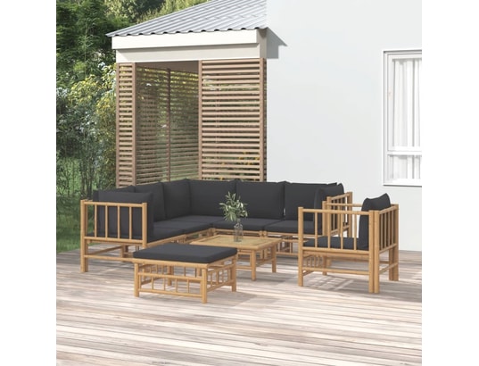 LES TENDANCES - Salon extérieur Salon de jardin-gris-7 places-55x65x30-490496