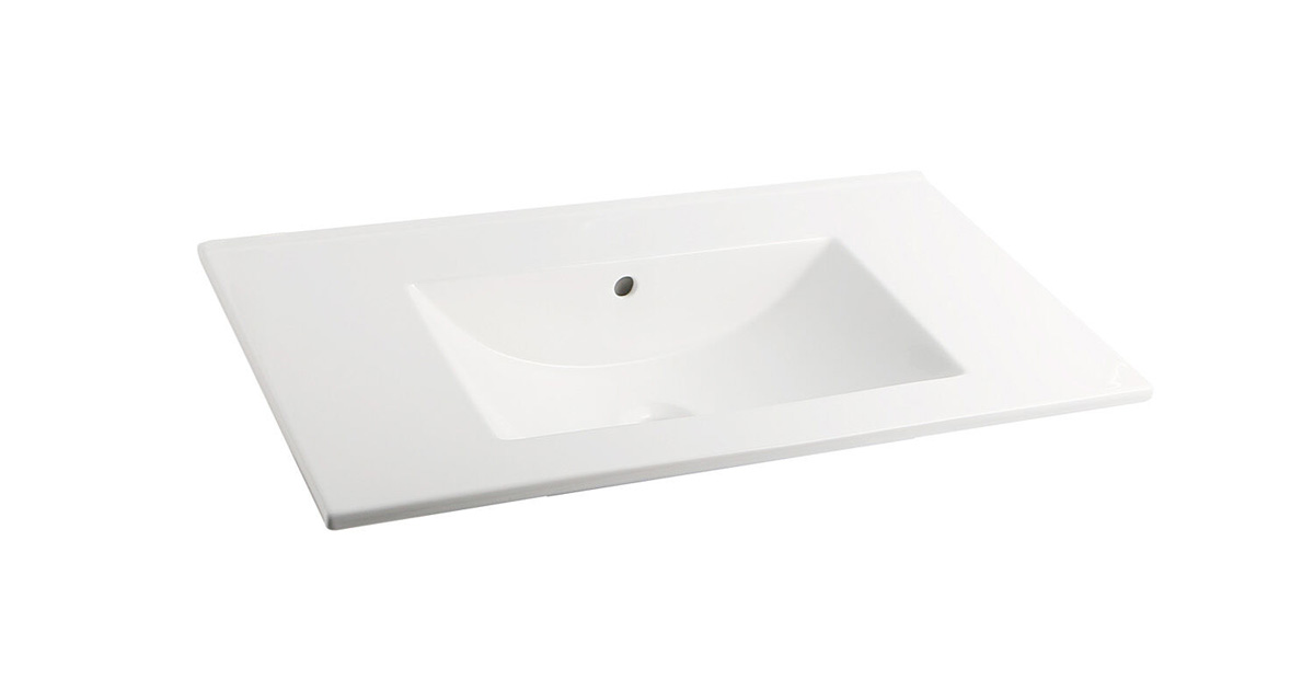 Fontana Lento wit badkamermeubel ribbelfront met witte wastafel 80cm zonder kraangat en ronde spiegel