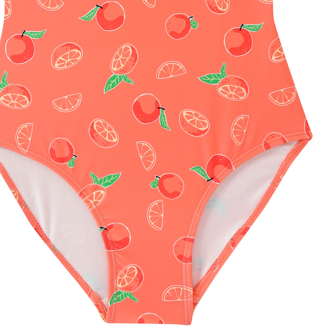 Famy Mädchen Badeanzug mit Allover-Print hellorange