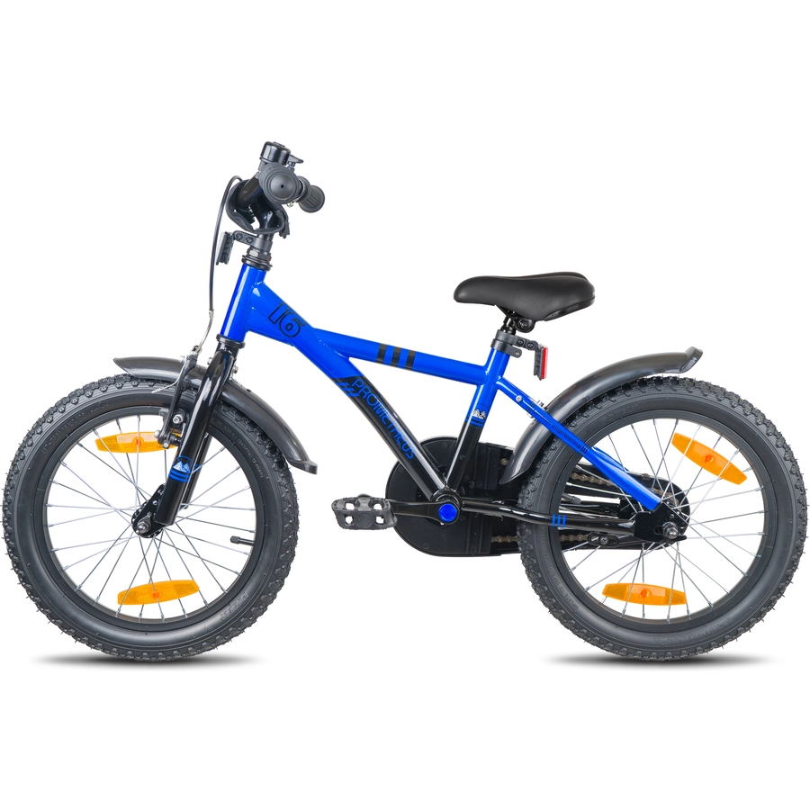 PROMETHEUS BICYCLES® Kinderfahrrad 16, Blau Schwarz mit Stützrädern