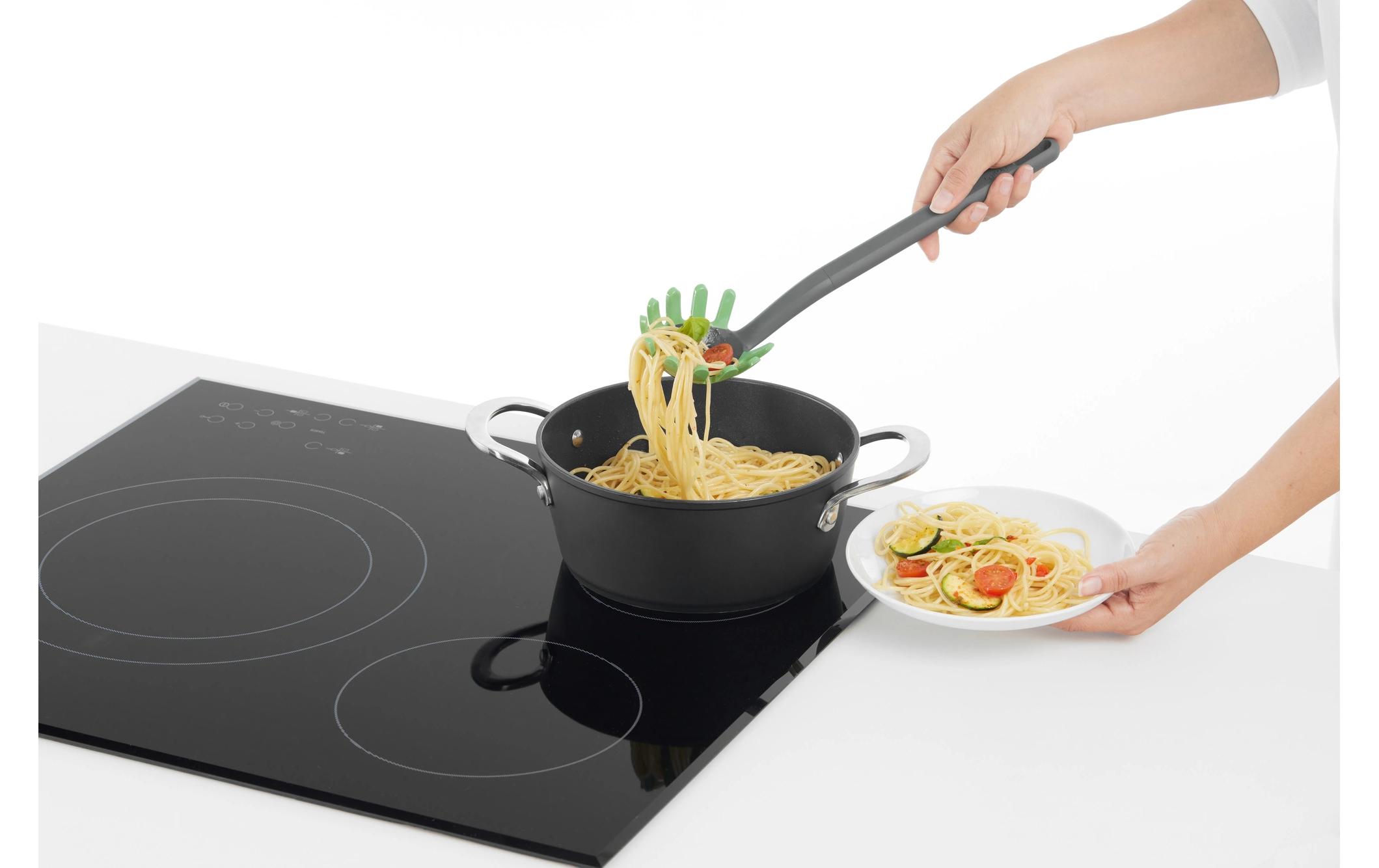 Spaghettilöffel PBT/Silikon, Grün/SchwarzPastalöffel für Spaghetti und lange Nudeln