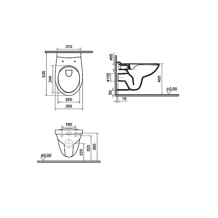 Cuvette WC suspendu GoodHome Lagon en céramique avec abattant duroplast blanc