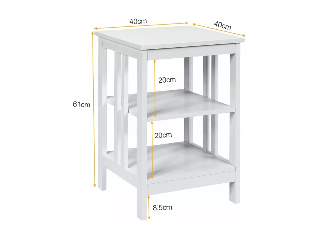 Table de Chevet Lot de 2, Table d'Appoint Chevet pour Chambre, Salon, 40x40x61cm (Blanc)