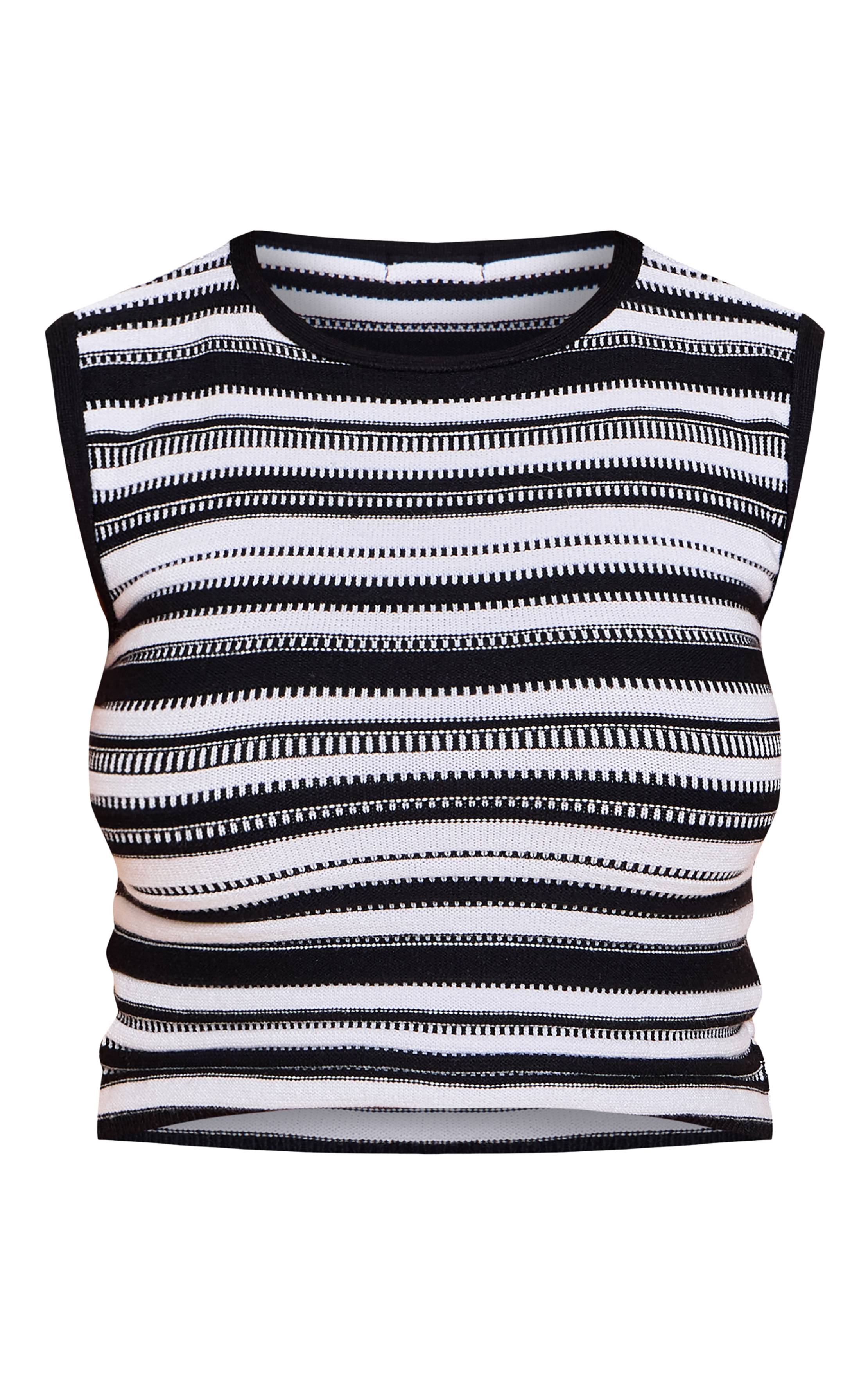 Noir Top Débardeur Rayé En Maille Ajusté Shape