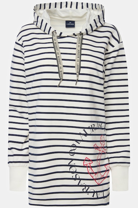 Hoodie, Ringel Sweater, Anker Print, Langarm