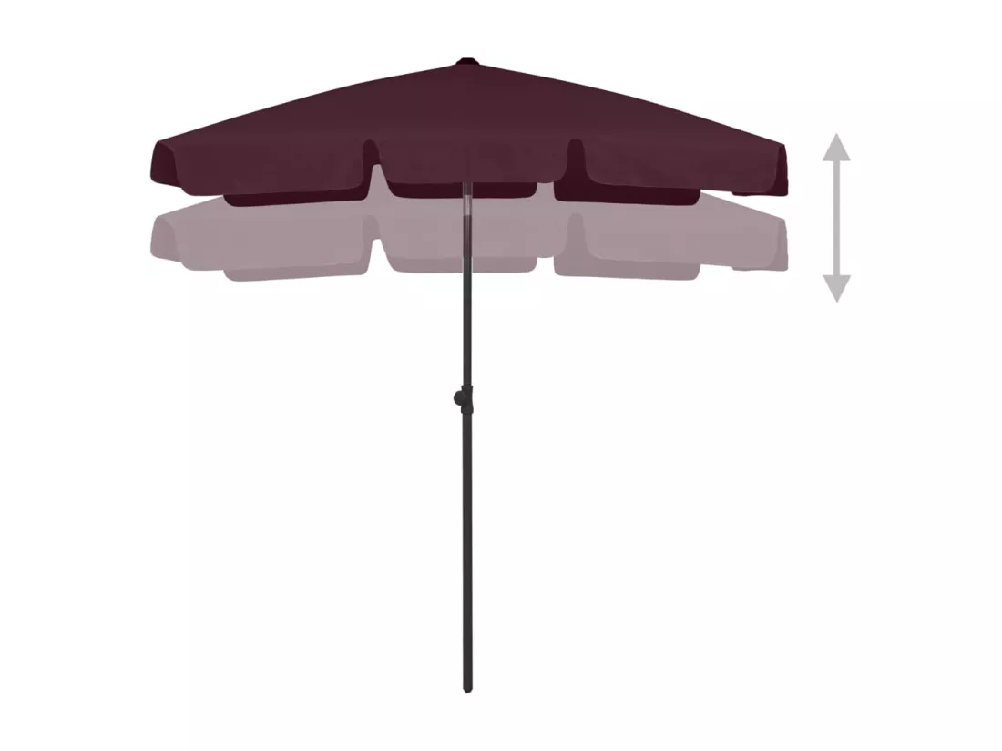 Parasol de plage rouge bordeaux 180x120 cm