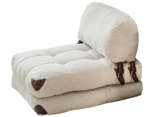 CONCEPT1 - Fauteuil convertible Teddy pliable crème 80 x 60 x h70