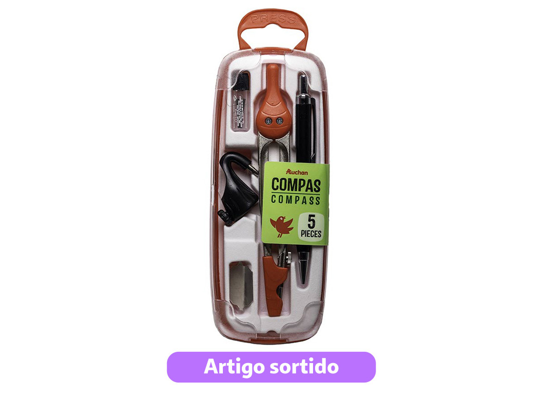COMPASSO AUCHAN COM 5 PEÇAS CORES SORTIDAS