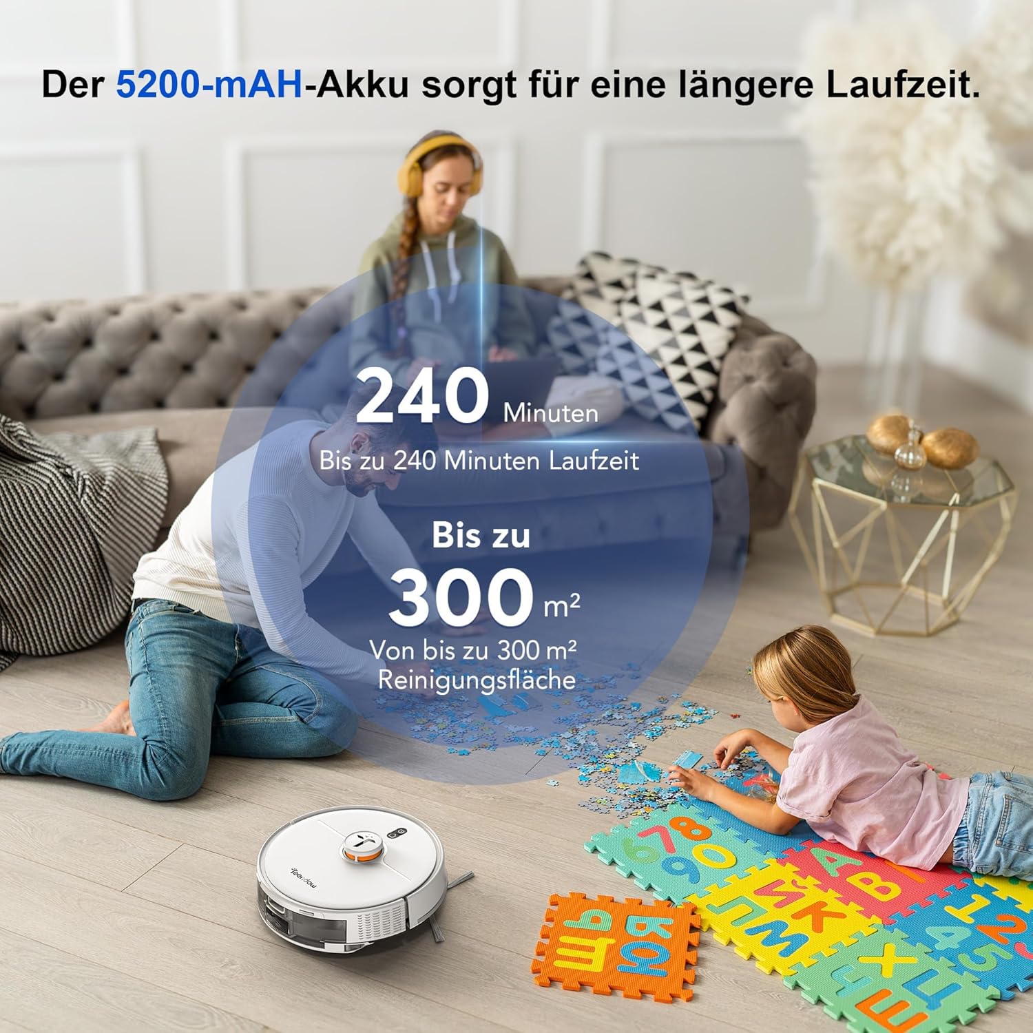 Teendow D20S Max+ Saugroboter mit Wischfunktion, 8000Pa Starke Saugleistung, Saugroboter mit Absaugstation und Tierpflege-Zubehör, LiDAR-Navigation, App und Sprachsteuerung, Ideal für Tierhaare