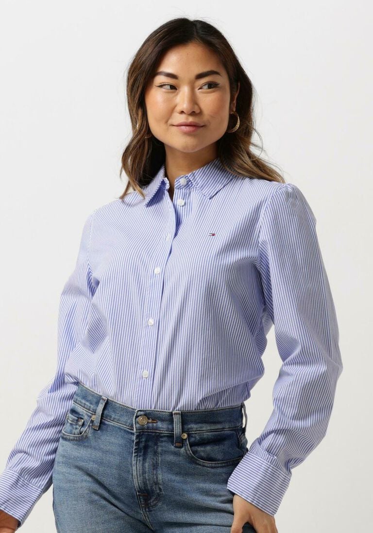 TOMMY HILFIGER lichtblauwe tommy hilfiger blouse essential stp regular shirt