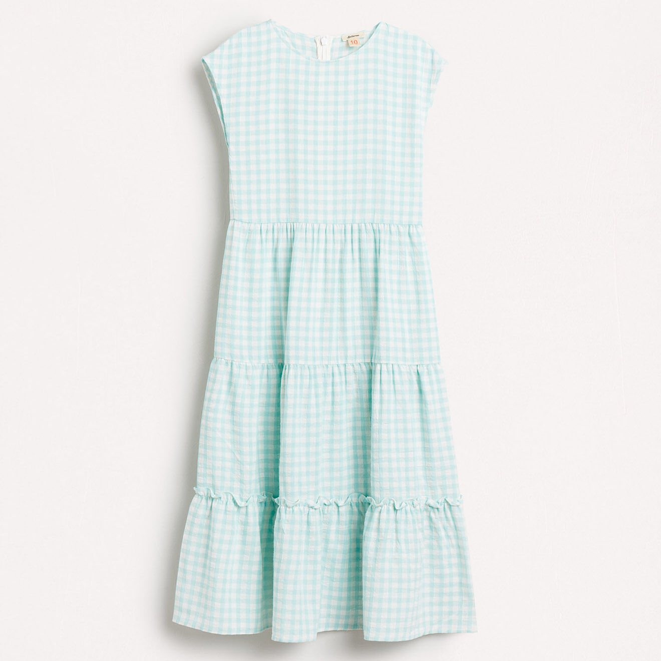 Bellerose Robe longue Azul motif vichy à volants menthe