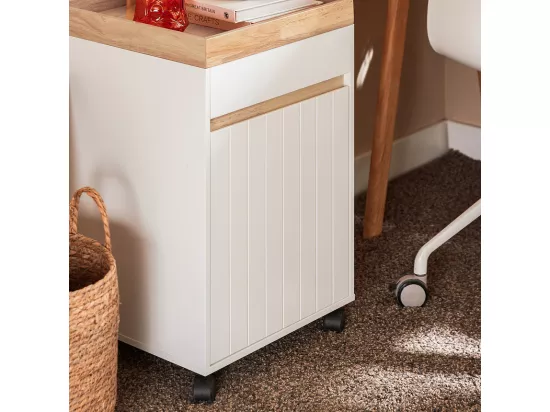 SoBuy ASK03-W Caisson de Bureau à Roulettes, Organiseur Bureau, Meuble de Rangement Bureau, Caisson de Rangement Bureau avec Tiroirs – 40x40x63 cm, Blanc