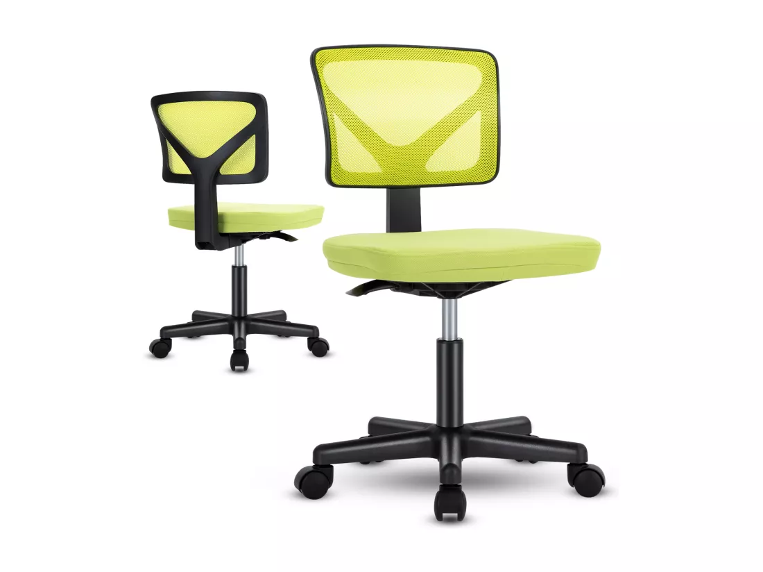Chaise de bureau,Chaise d'ordinateur pivotante à roulettes avec support lombaire,sans accoudoir,à dossier bas en maille,vert