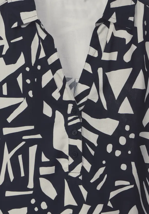 Printbluse mit Hemdkragen - night sky blue