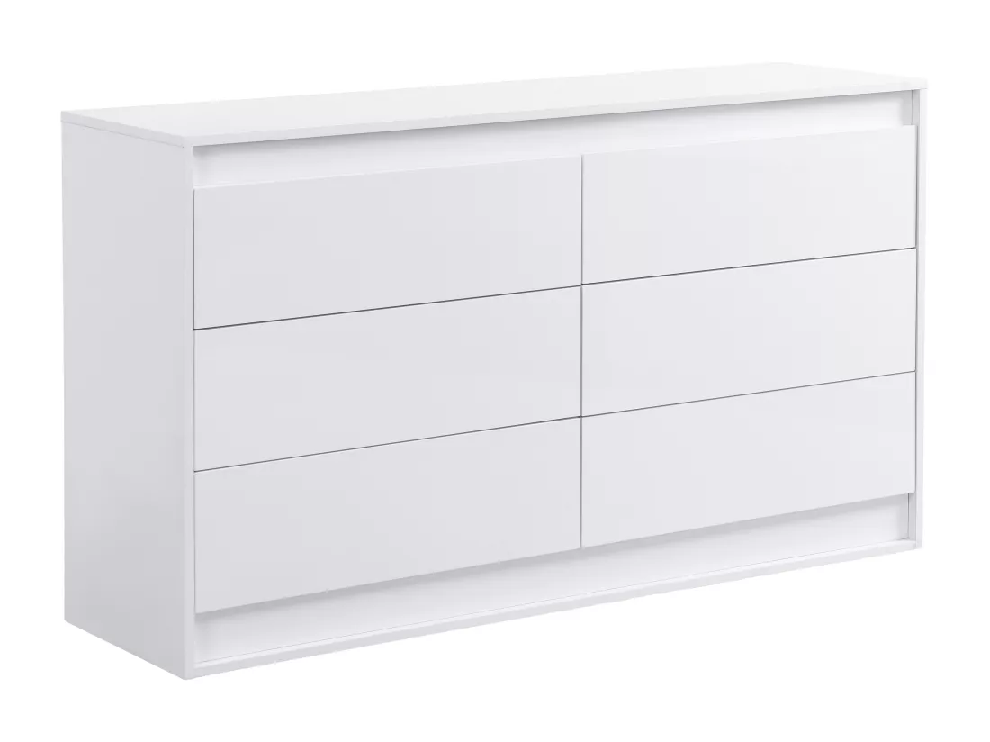Commode 6 tiroirs - Avec LEDs - MDF - Blanc - RUKALO