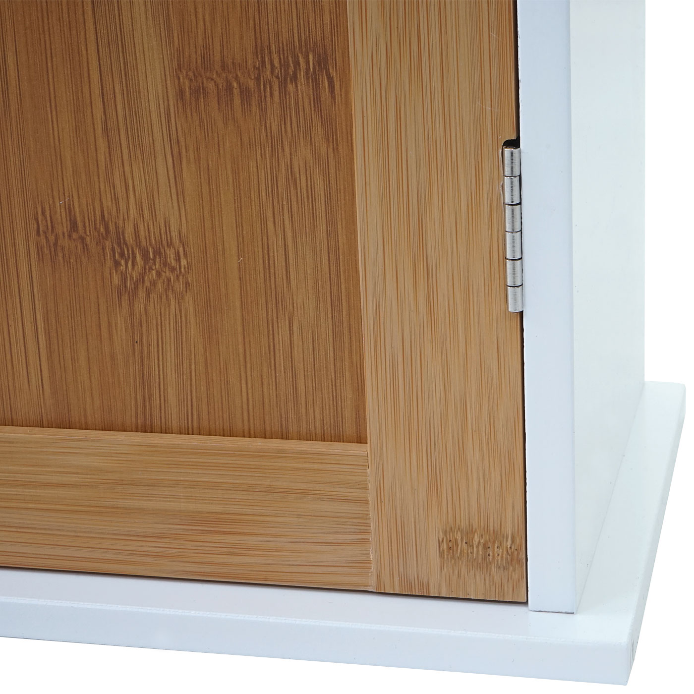 Hängeschrank MCW-A85, Badschrank Wandschrank Bambus, 52x35x21cm weiß