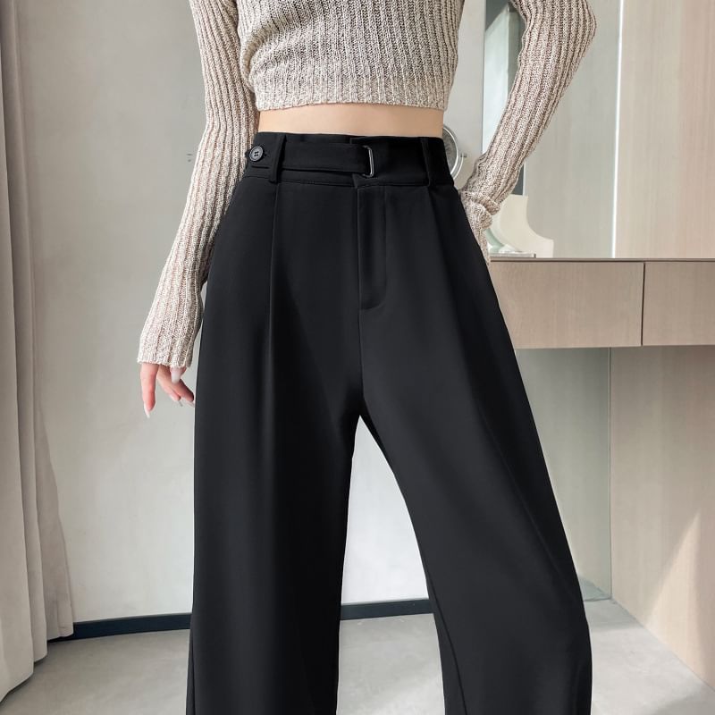 Jaqmine - Hoge taille, effen, wijde broek (verschillende ontwerpen)