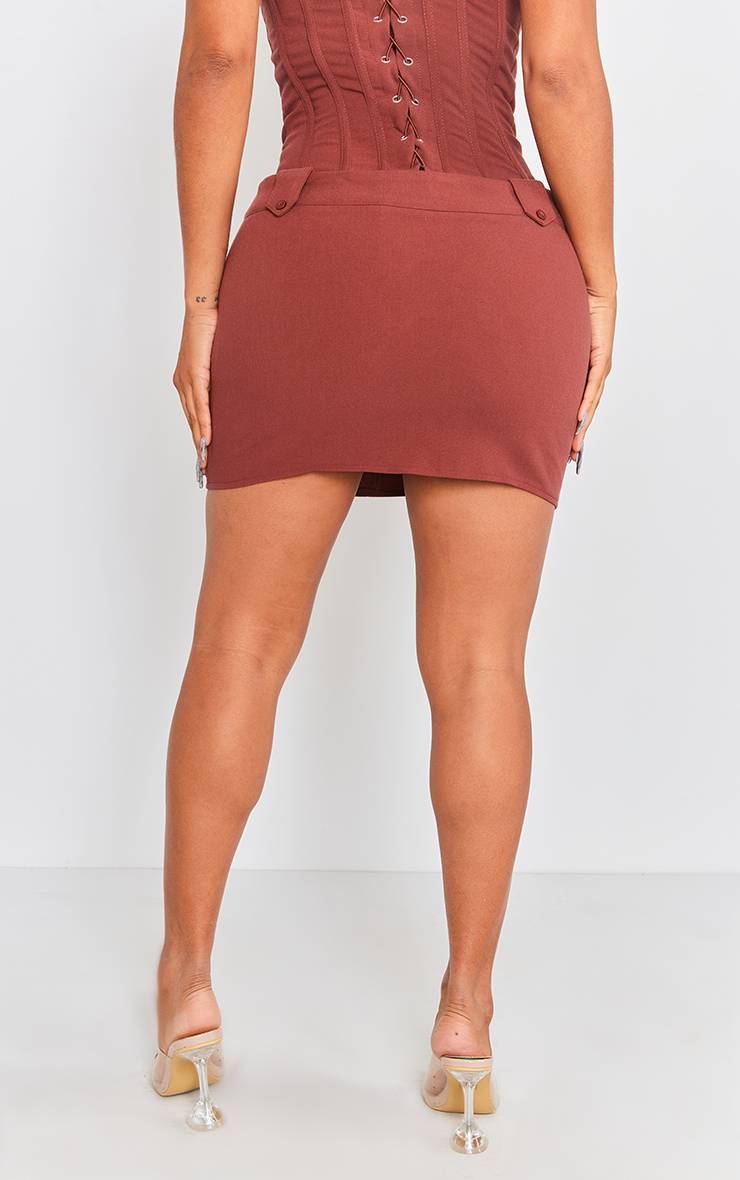 Chocolate Brown Mini-jupe Micro Tissée Shape Coordonnée