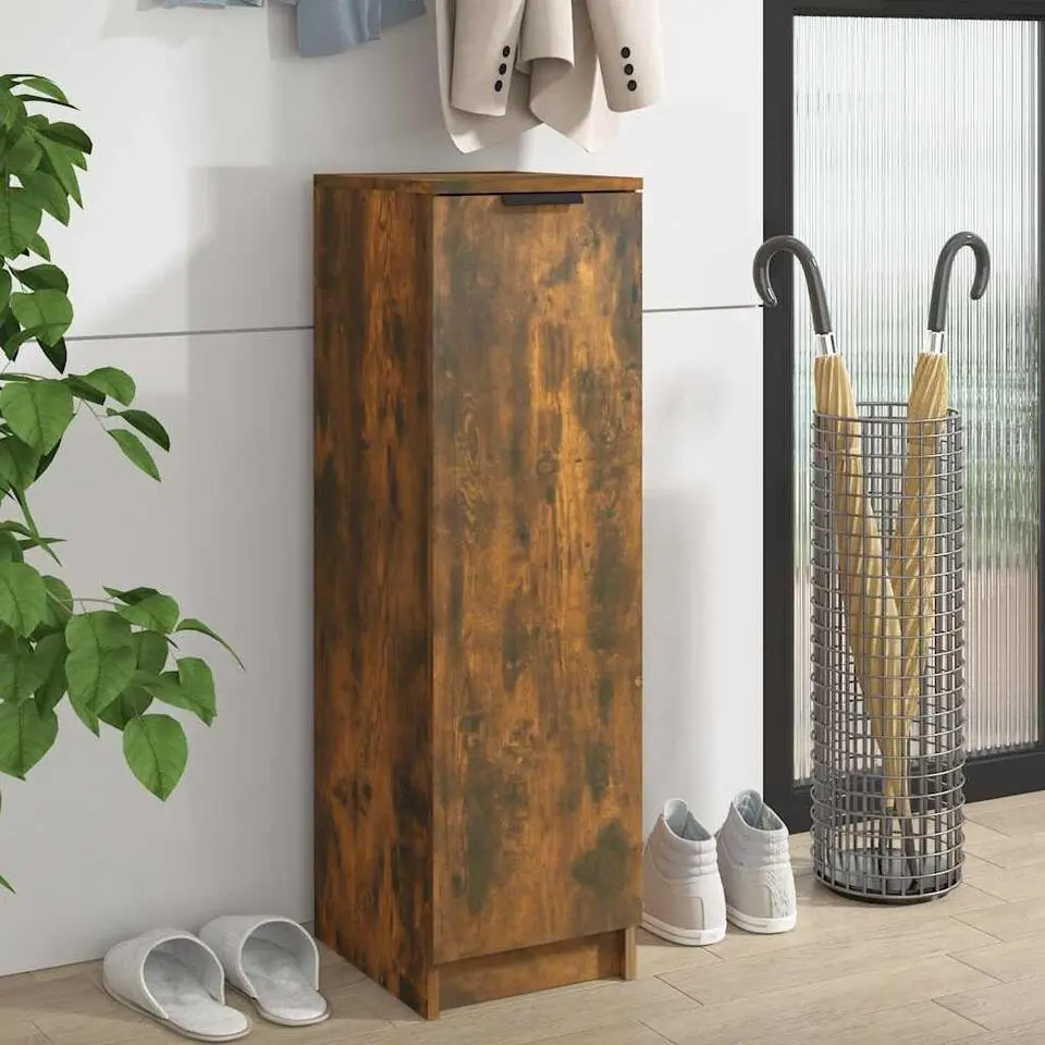 vidaXL - Schoenenkast met 1 deur - Gerookt eiken - Bewerkt hout - 30x35x100 cm